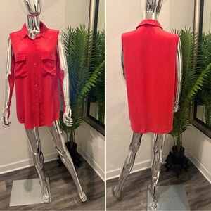 Equipment Red Sleeveless Blouse L